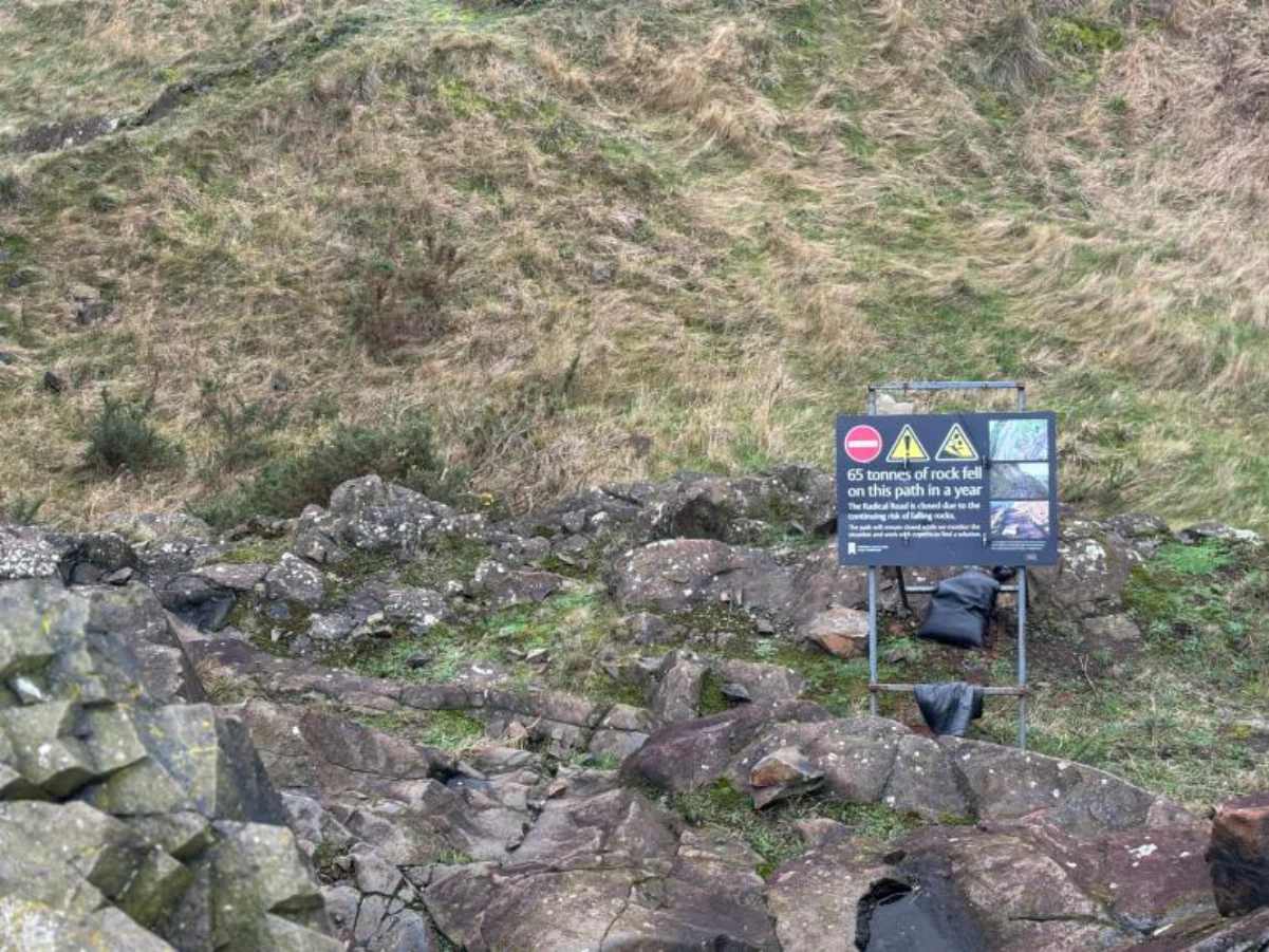 Fenced access at Salisbury Crags during team fieldwork